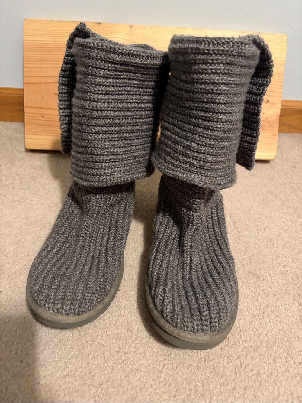 UGG Tall Knit Suede Boots in Charcoal